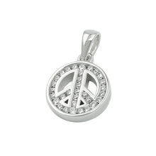 Lade das Bild in den Galerie-Viewer, Anhänger 14,5x12x3mm Peace-Zeichen mit Zirkonias rhodiniert Silber 925
