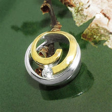 Lade das Bild in den Galerie-Viewer, Anhänger 11,5mm Kreis mit Spirale bicolor und Zirkonia Silber 925
