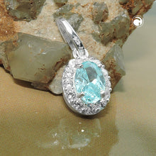 Lade das Bild in den Galerie-Viewer, Anhänger 10x8mm Zirkonias weiß und hellblau Silber 925
