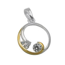 Lade das Bild in den Galerie-Viewer, Anhänger 12mm Kreis mit Spirale bicolor mit Zirkonias Silber 925
