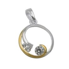 Lade das Bild in den Galerie-Viewer, Anhänger 12mm Kreis mit Spirale bicolor mit Zirkonias Silber 925
