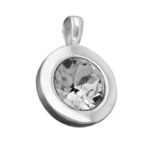 Lade das Bild in den Galerie-Viewer, Anhänger 11mm Glasstein weiß in Zargenfassung glänzend Silber 925
