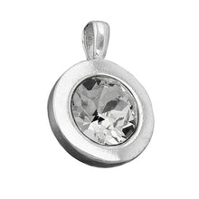Lade das Bild in den Galerie-Viewer, Anhänger 11mm Glasstein weiß in Zargenfassung glänzend Silber 925
