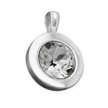 Lade das Bild in den Galerie-Viewer, Anhänger 11mm Glasstein weiß in Zargenfassung glänzend Silber 925
