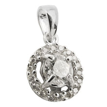 Lade das Bild in den Galerie-Viewer, Anhänger 14mm Blume mit Zirkonias glänzend rhodiniert Silber 925
