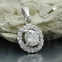 Lade das Bild in den Galerie-Viewer, Anhänger 14mm Blume mit Zirkonias glänzend rhodiniert Silber 925
