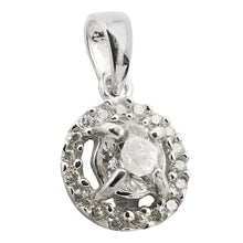 Lade das Bild in den Galerie-Viewer, Anhänger 14mm Blume mit Zirkonias glänzend rhodiniert Silber 925
